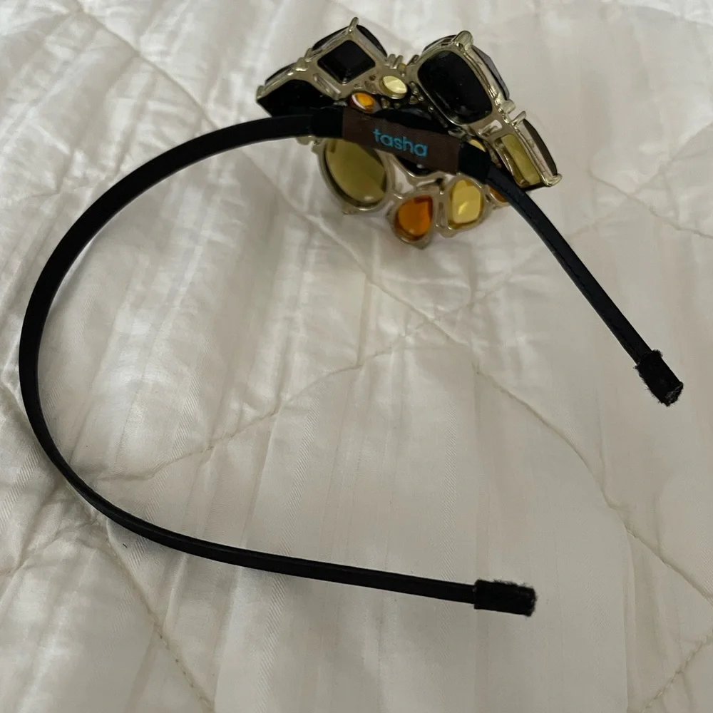 Tasha Multicolor Gemstone Headband - Black, Gold, Orange
